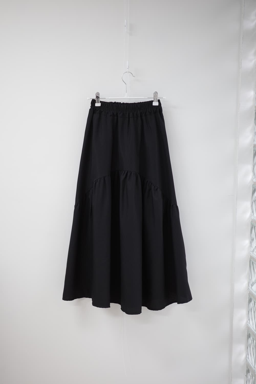Black shirring skirt 상품이미지4