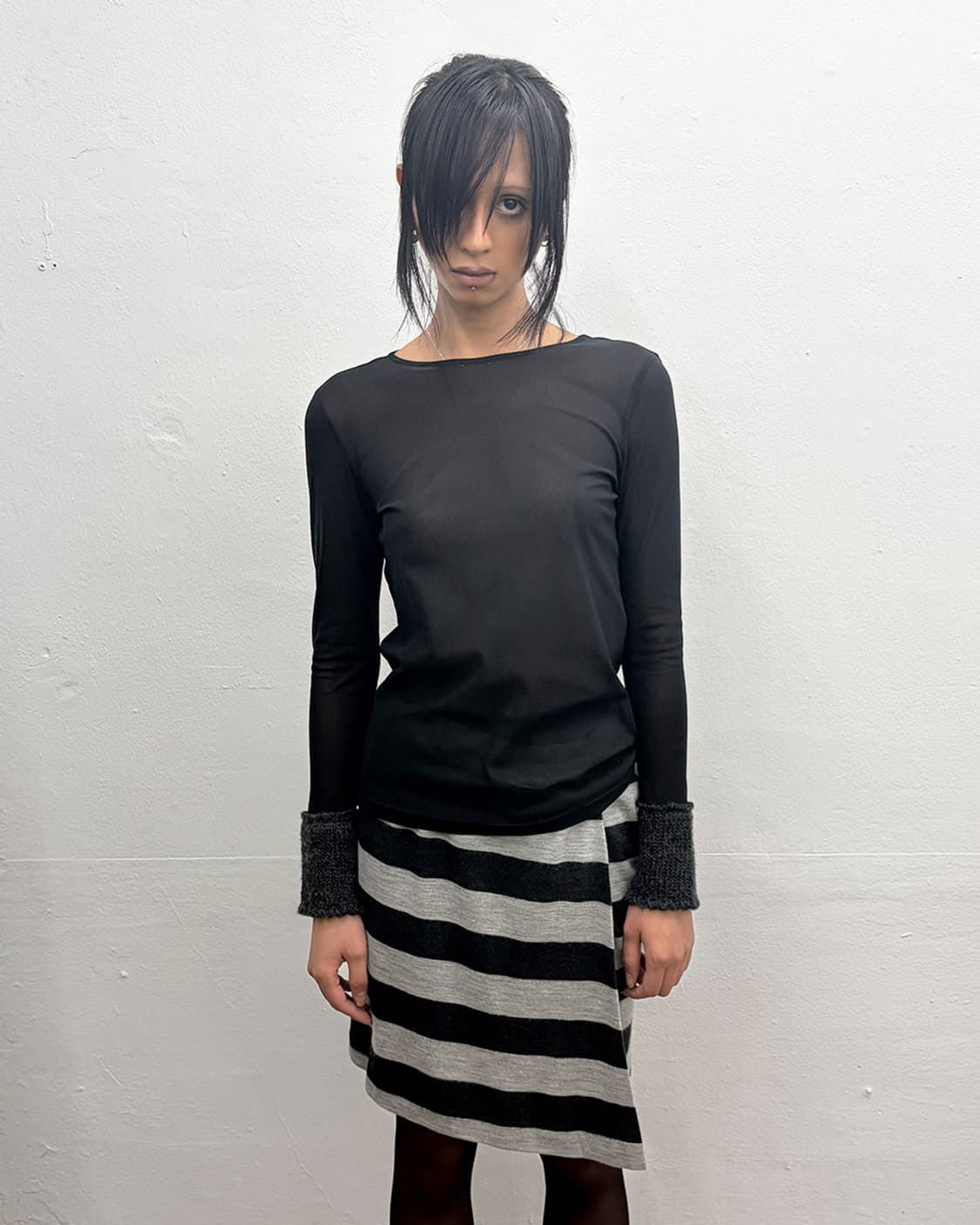 리츠코 시라하마 니트-커프스 시어 탑 상품이미지1