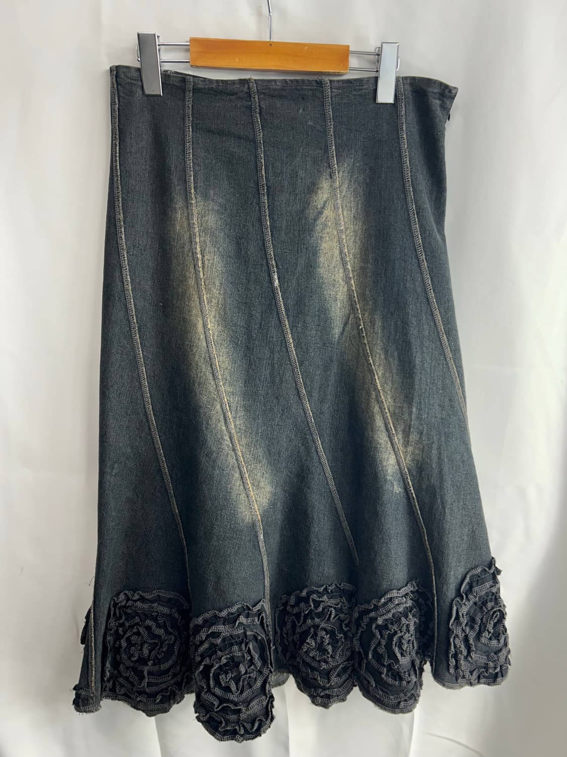 Flower denim long skirt 상품이미지1