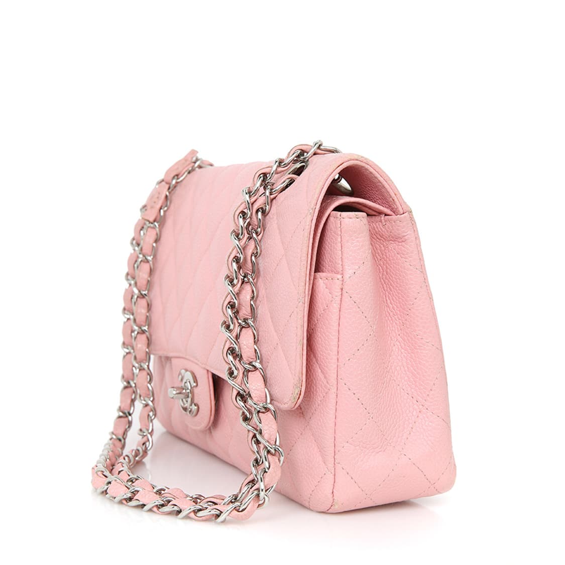 샤넬 클래식 캐비어 미듐 핑크 빈티지 체인 숄더백 A01112 상품이미지3