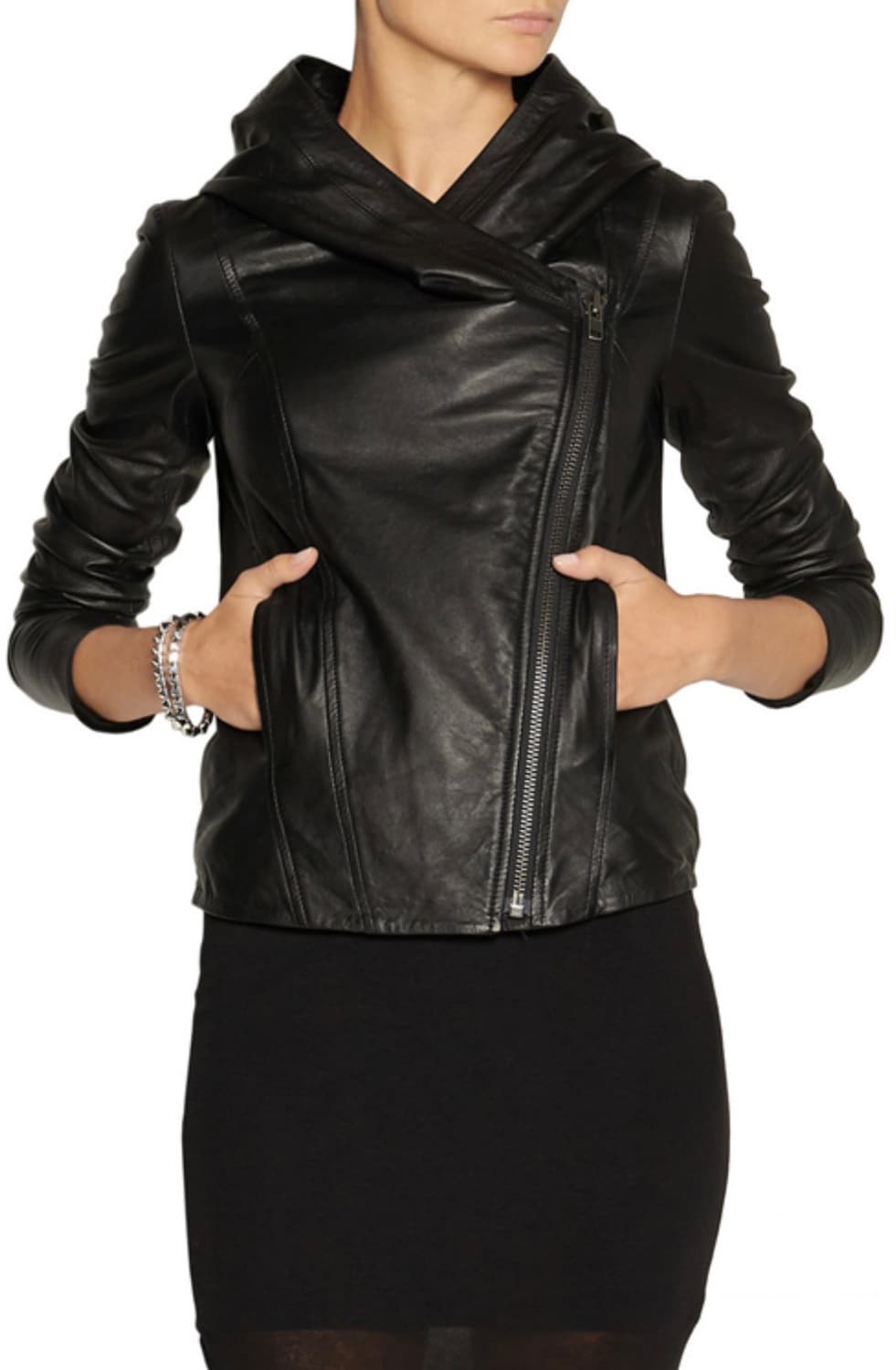 헬무트랭 블랙 양가죽 집업 후드 가죽 자켓 L 상품이미지9