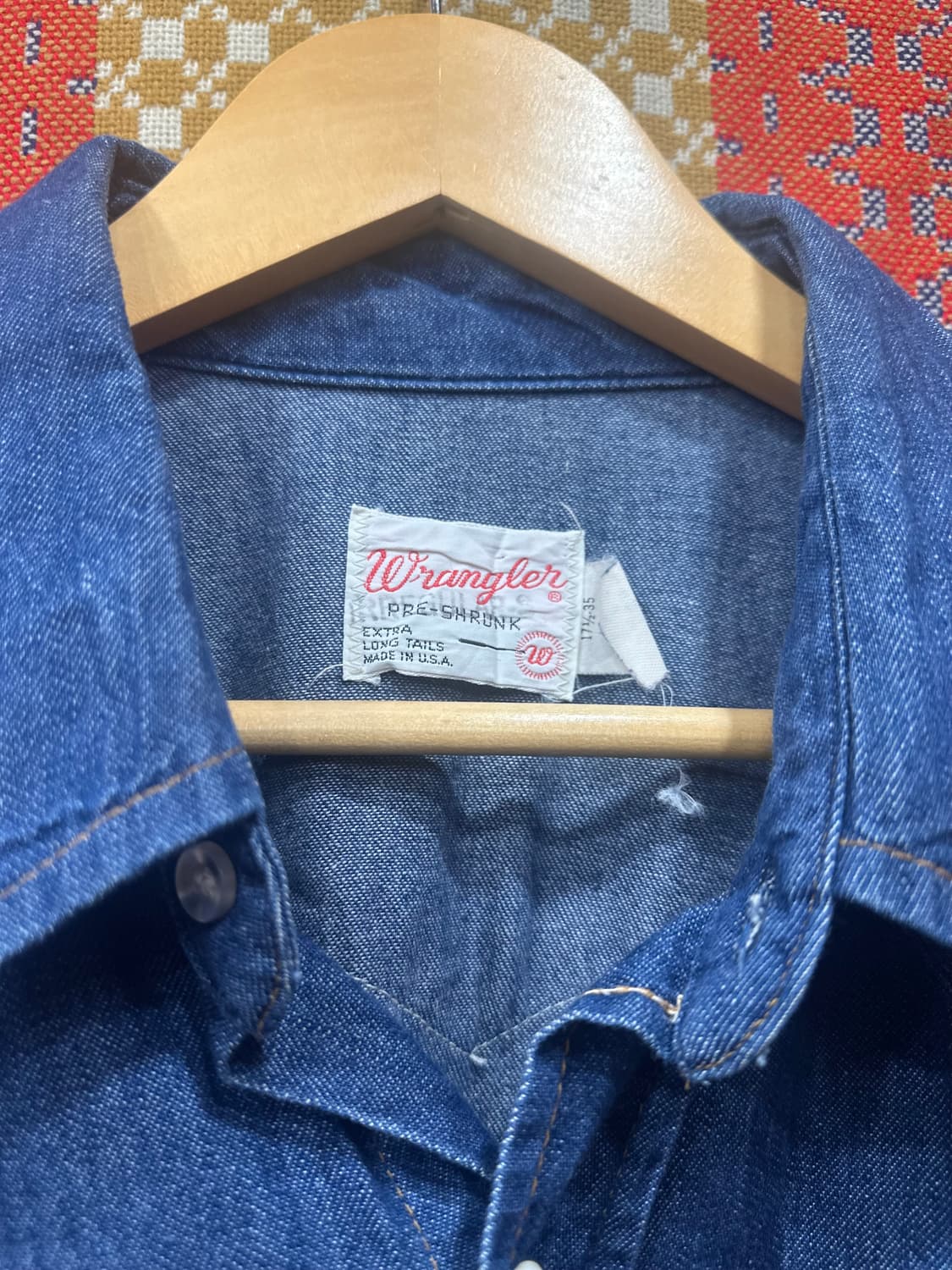 70s. 랭글러 빈티지 데님 웨스턴 셔츠. 105-110 상품이미지3
