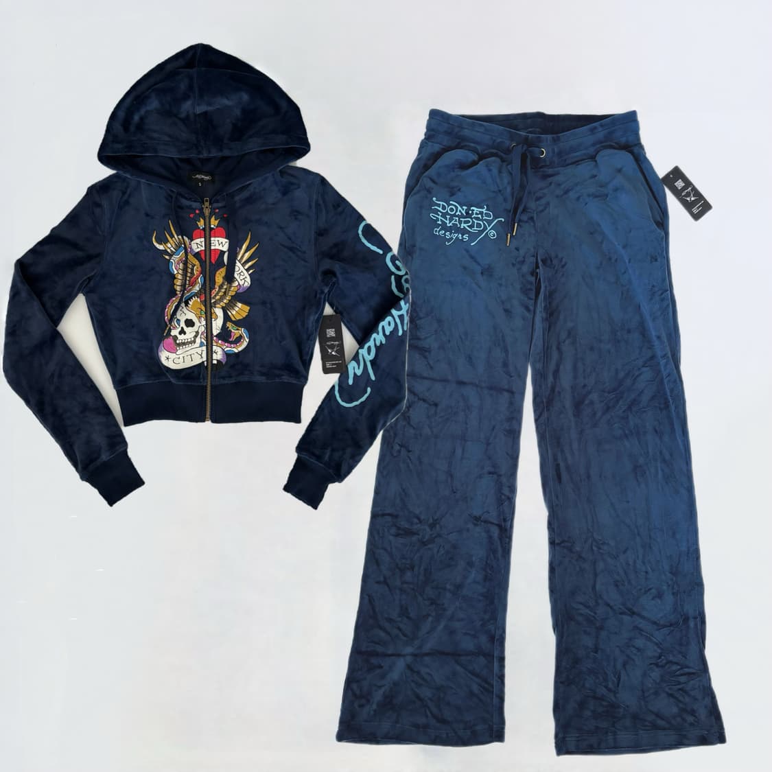 [새제품] 에드 하디 벨루아 벨벳 후드집업 팬츠 셋업 상품이미지2