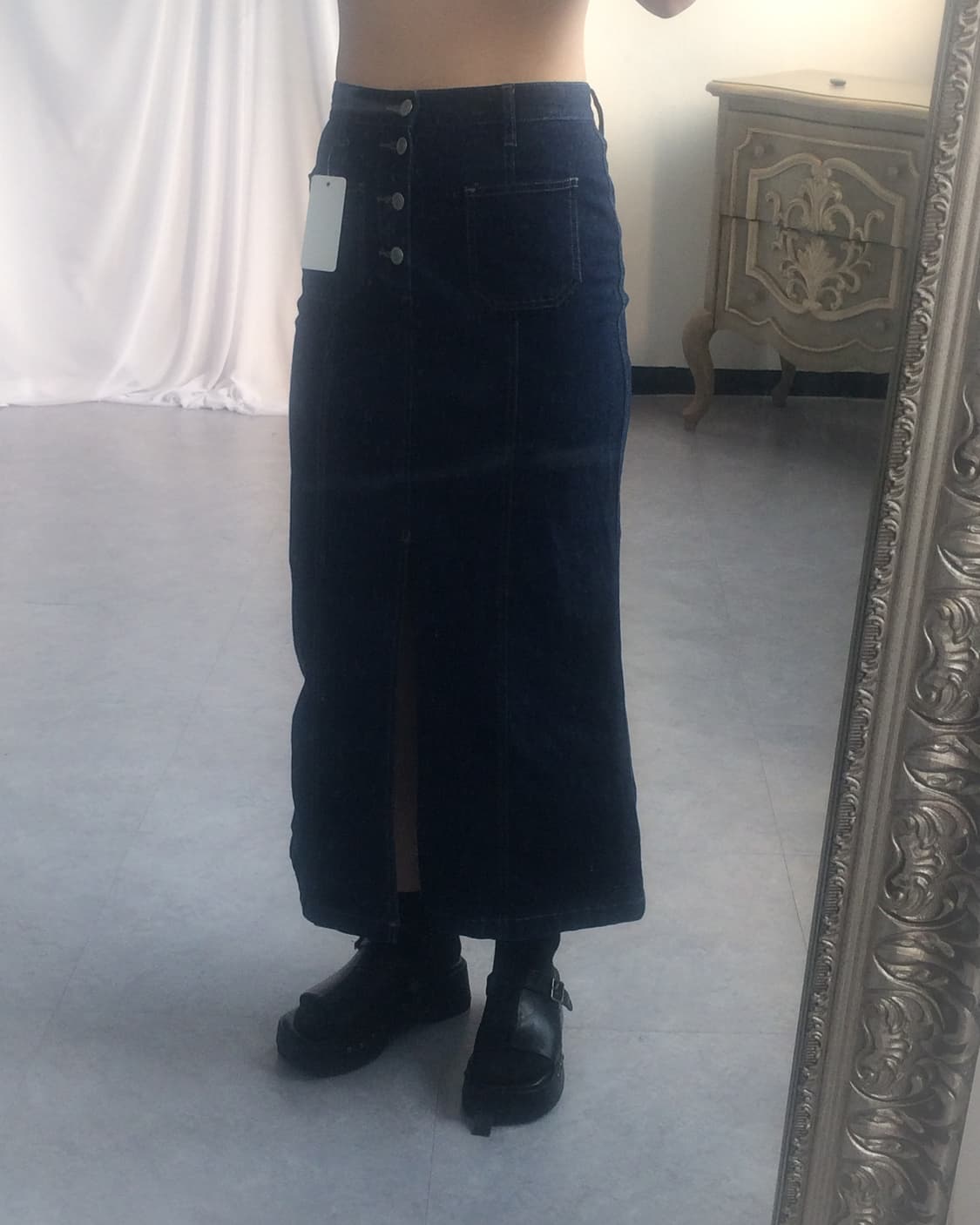 Glitter point denim long skirt 상품이미지8