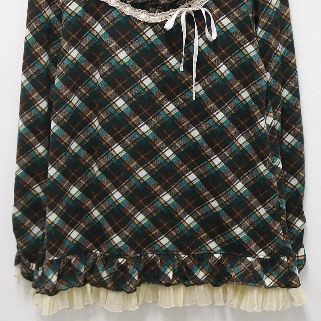 엑시즈팜 체크  프릴 터틀넥 니트 60582 상품이미지4