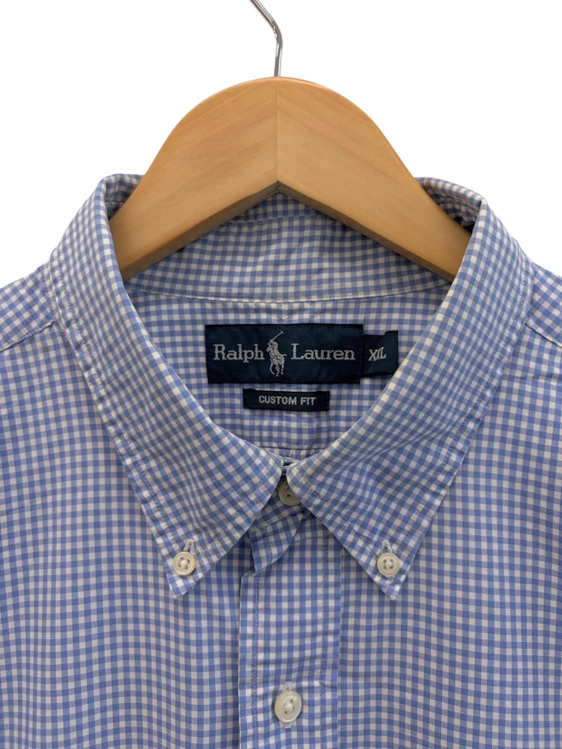 폴로 깅엄 체크 셔츠 화이트&스카이블루 (2XL) 상품이미지3