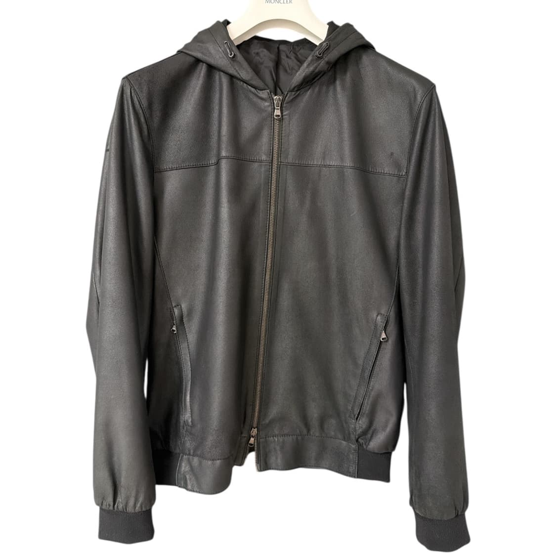 알레그리 남성 후드 가죽 자켓 블랙 54 상품이미지1