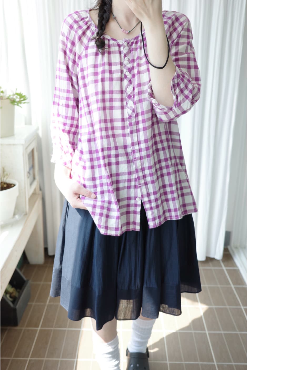 Navy natural purple check 상품이미지1