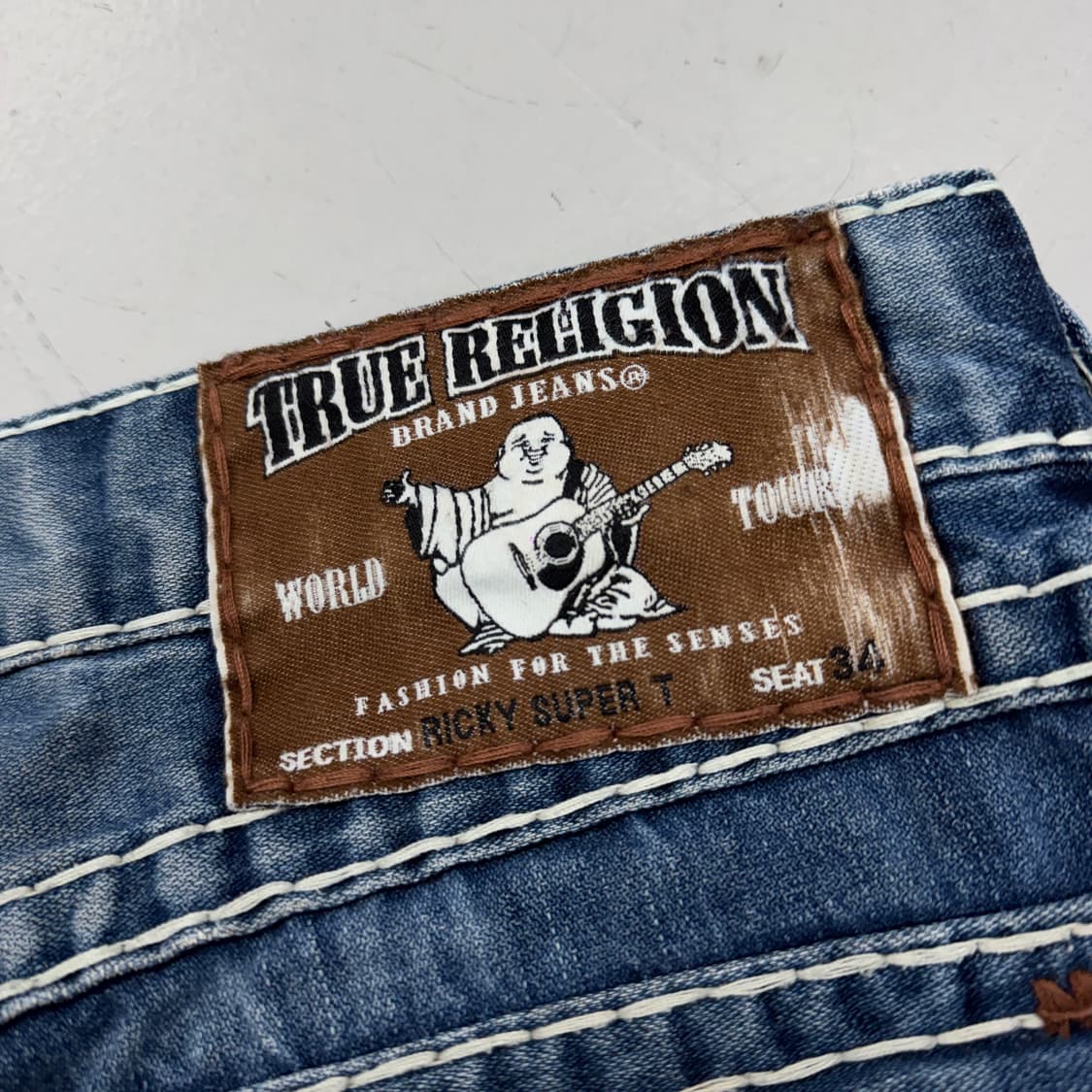 트루릴리전 Y2K 흰색스티치 리키슈퍼티 와이드 데님팬츠 상품이미지6