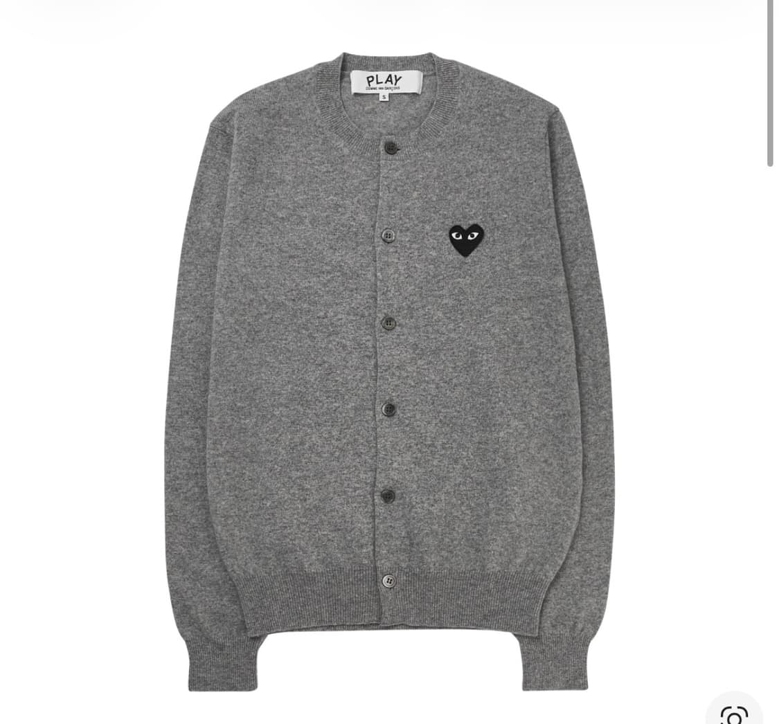 플레이 꼼데가르송 블랙 하트 니트 가디건 그레이 상품이미지1