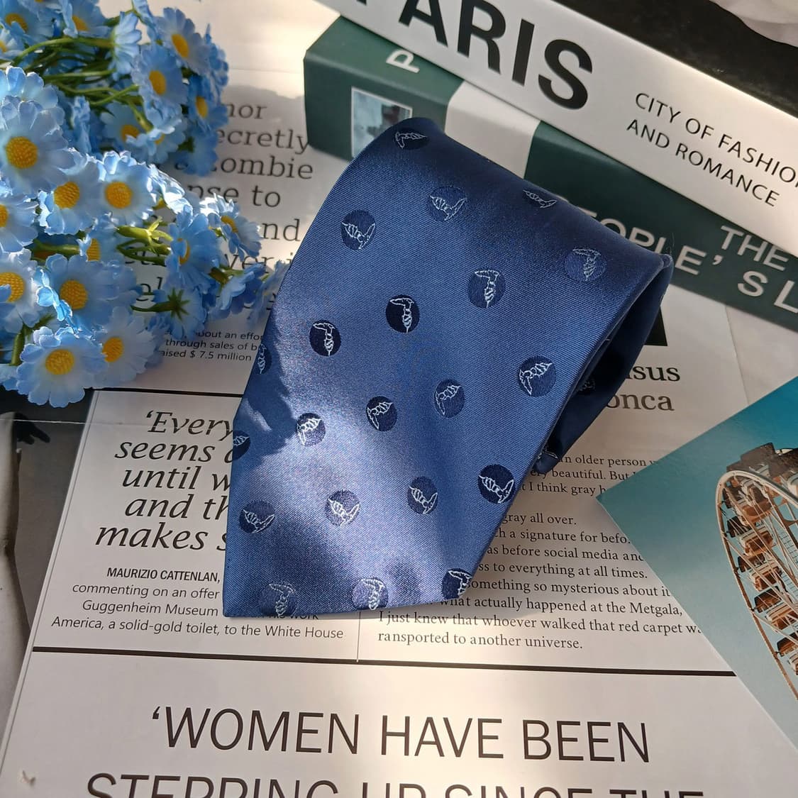 트루사르디 실크 블루 로고 패턴 넥타이 9cm A+등급 E818
 상품이미지3