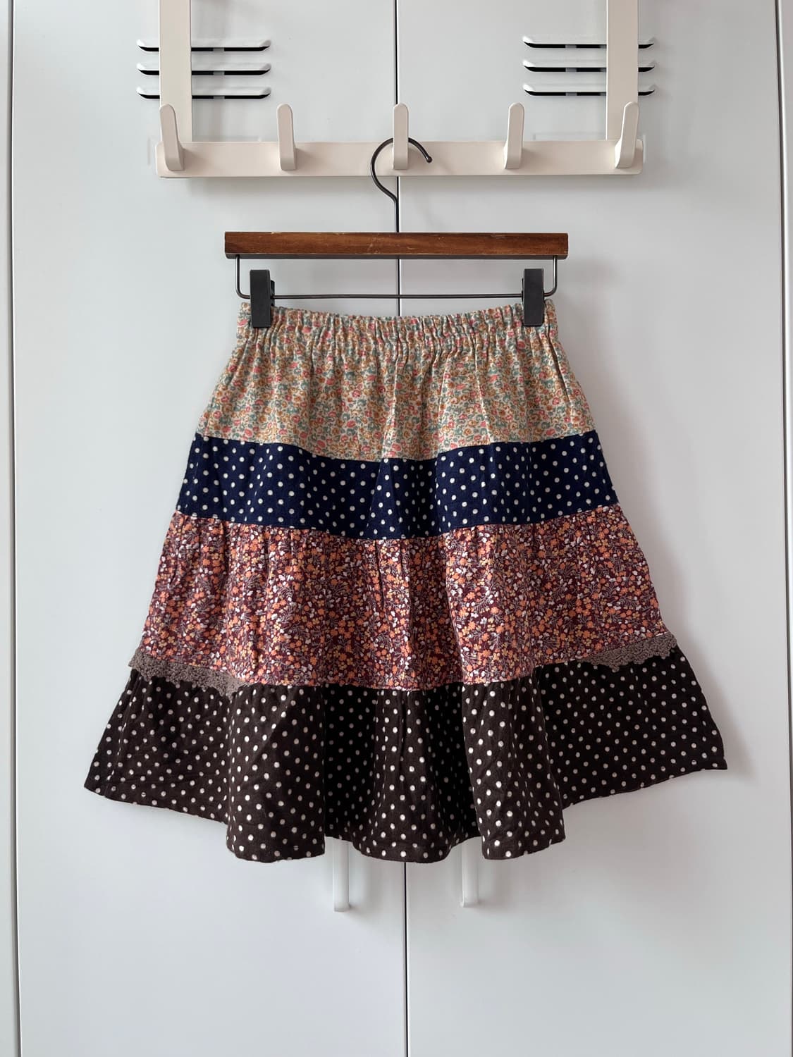 Papp 잔꽃 도트 패치워크 플레어 스커트 상품이미지10