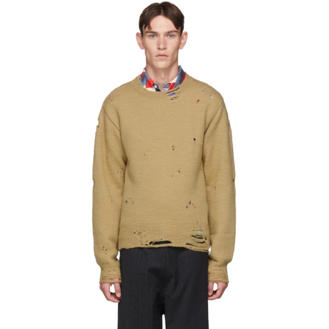 베드jw포드 BED JW FORD 탄 울 볼로 크루 스웨터 카멜 1 상품이미지1