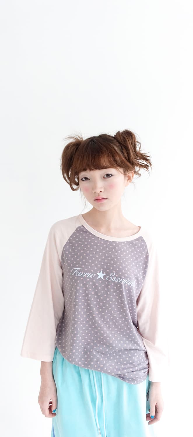 dot raglan sleeve top (pink) 상품이미지4