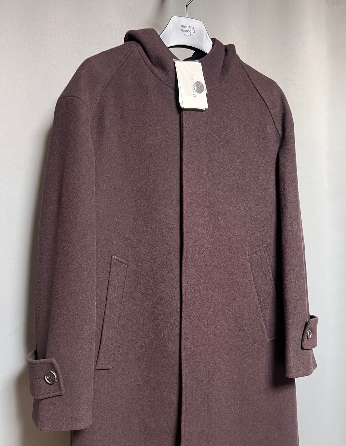 커버낫 24FW 캐시미어 블렌드 후드코트 - 초콜릿 M 상품이미지2