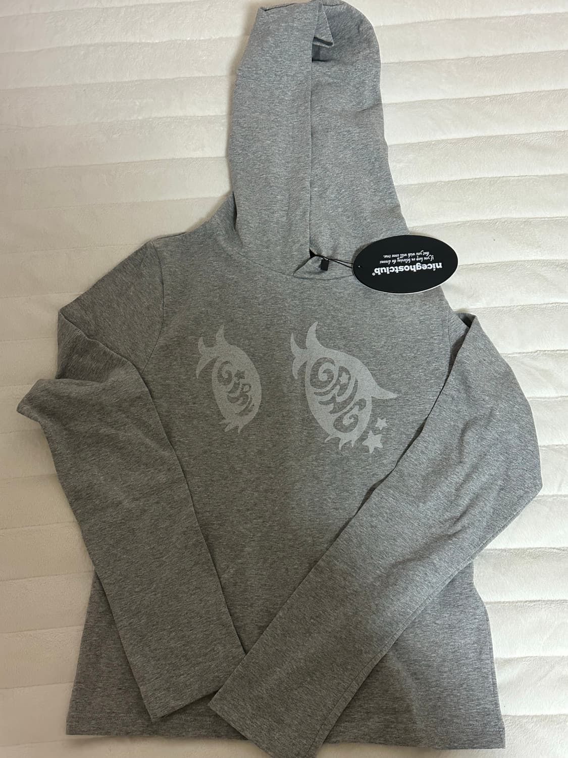 나이스고스트클럽 그레이 로고후드티 상품이미지2