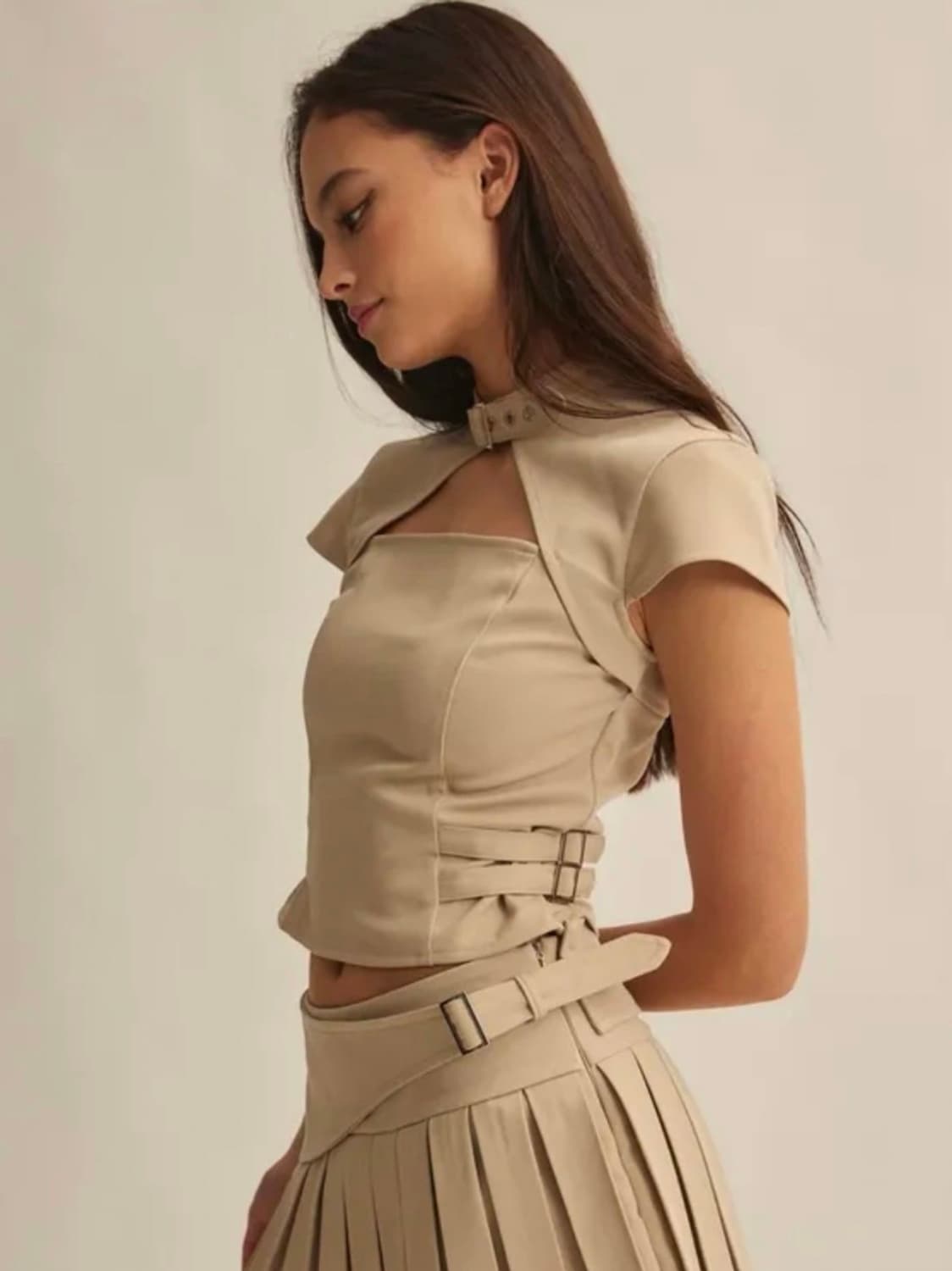 쓰리타임즈 - Tidy buckle top 베이지/ M 상품이미지3