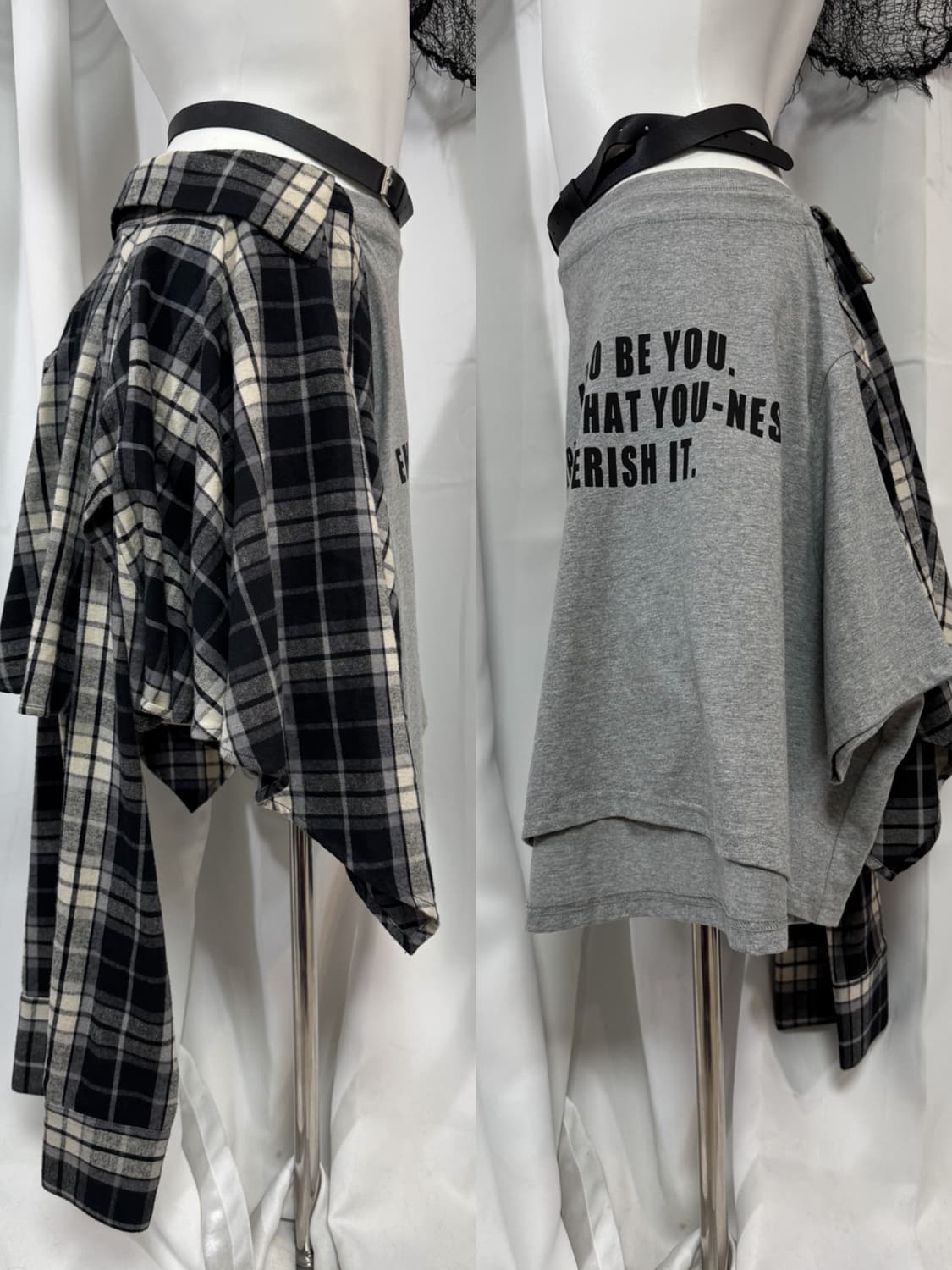 check layered skirt 상품이미지1