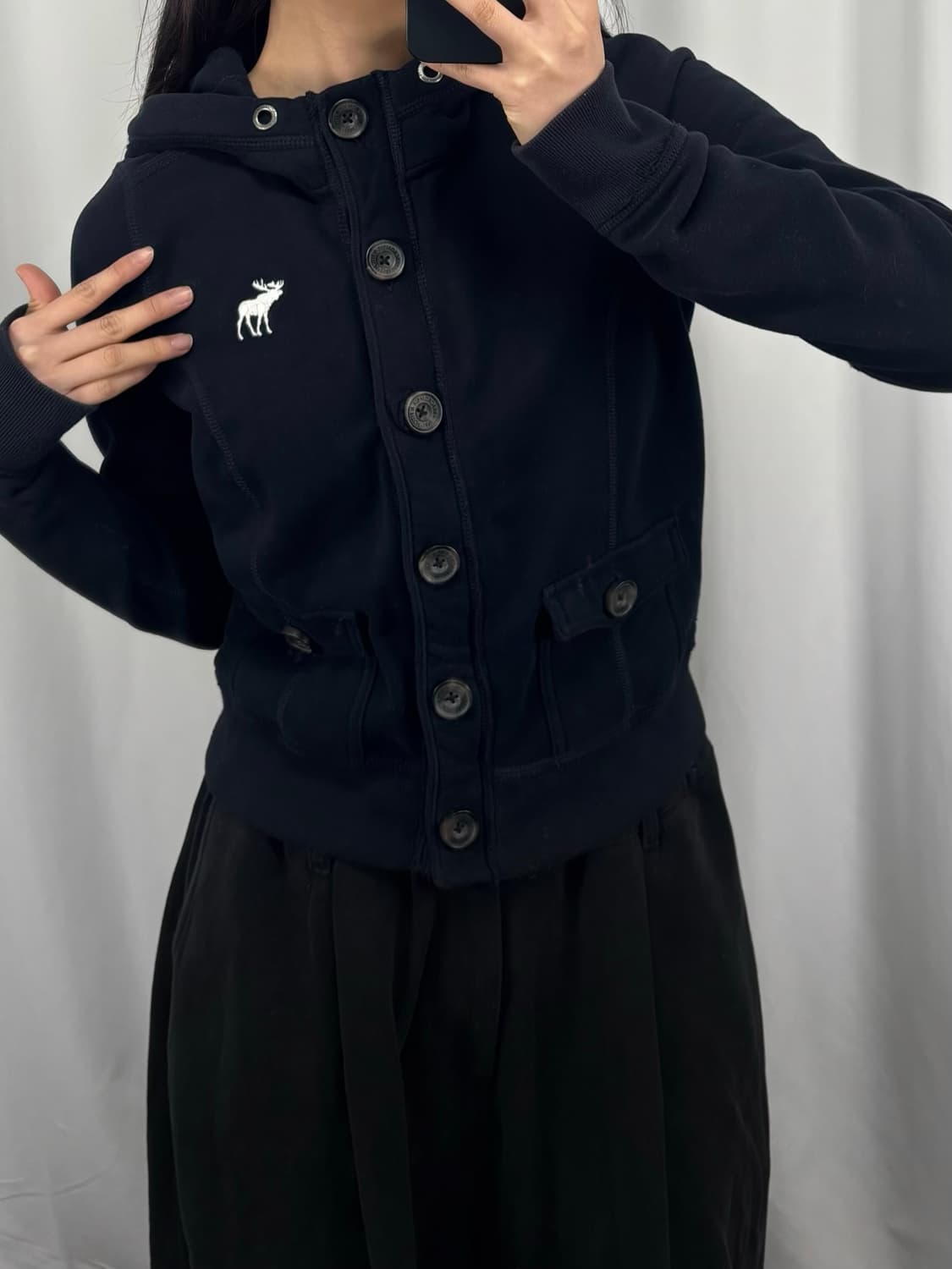 아베크롬비 네이비 버튼 후드집업 상품이미지2