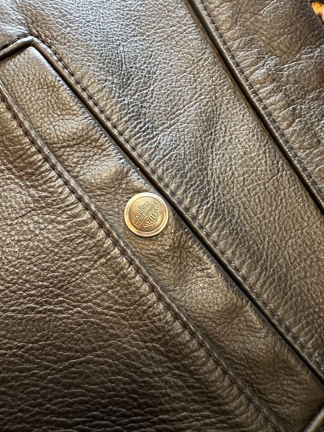 90s 할리데이비슨 "Flaming Eagle" 리얼 레더 베스트 상품이미지5