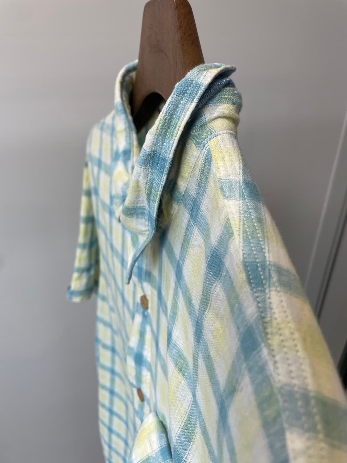 (XL) Levis 리바이스 린넨 코튼 체크 반팔 셔츠 상품이미지10