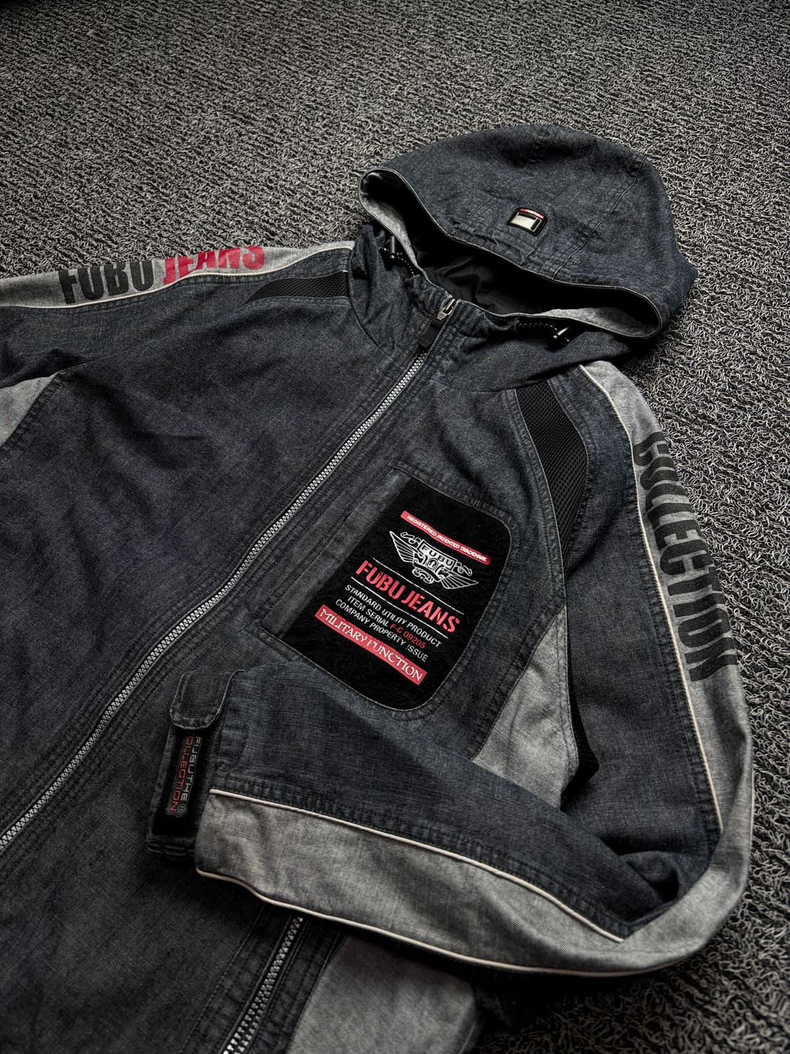 00s 후부 y2k 빈티지 데님 후드 바시티 자켓 1432 상품이미지1