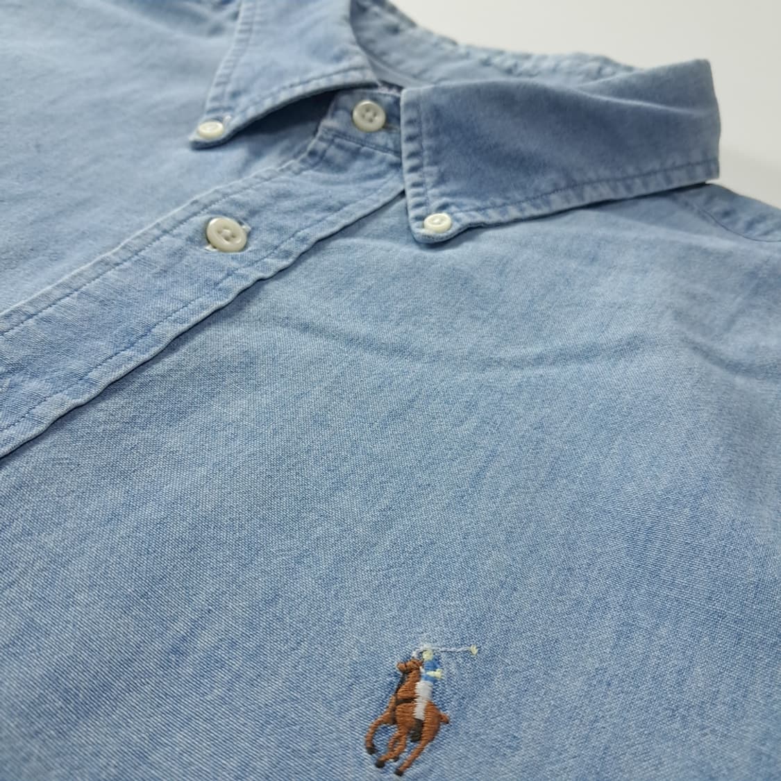 CK486 XL 폴로 90s 블레어 샴브레이 반팔 셔츠 남방 상품이미지4