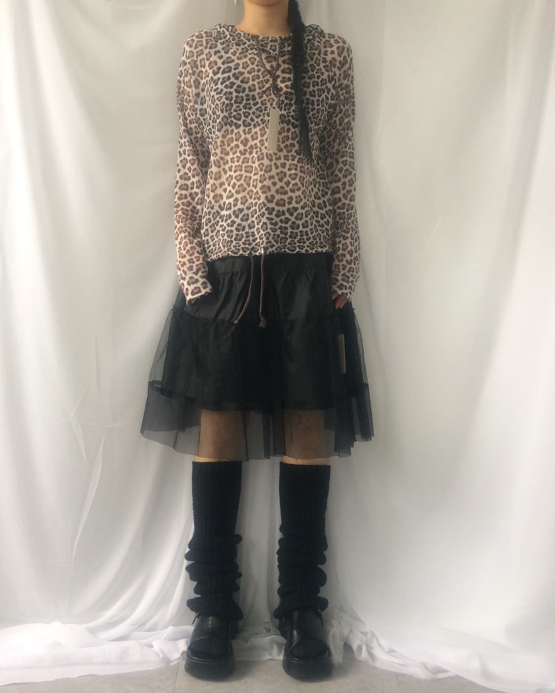 Leopard pattern hood knit 상품이미지1