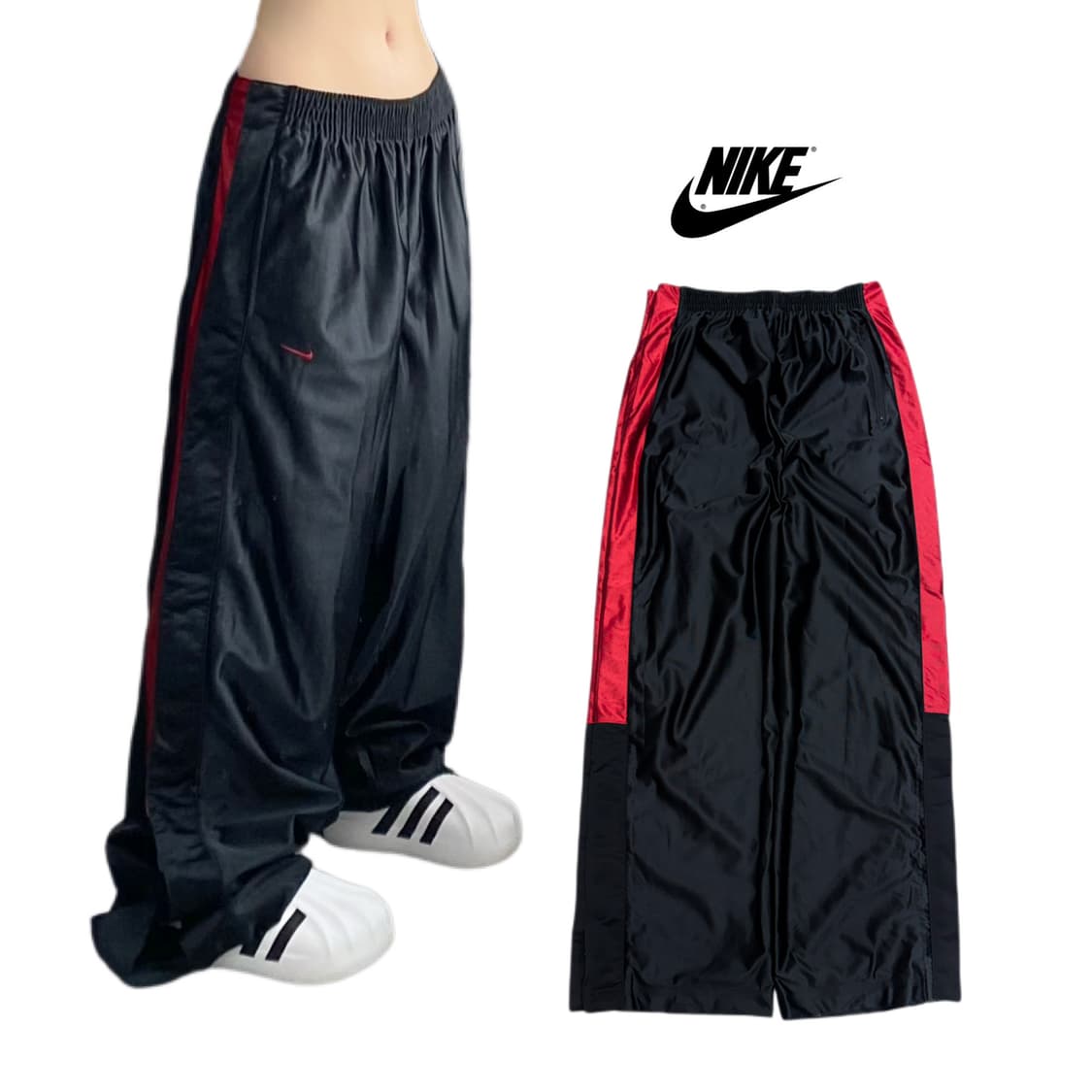 나이키 00s 스우시 사이드 버튼 올드스쿨 와이드 트랙팬츠 상품이미지1