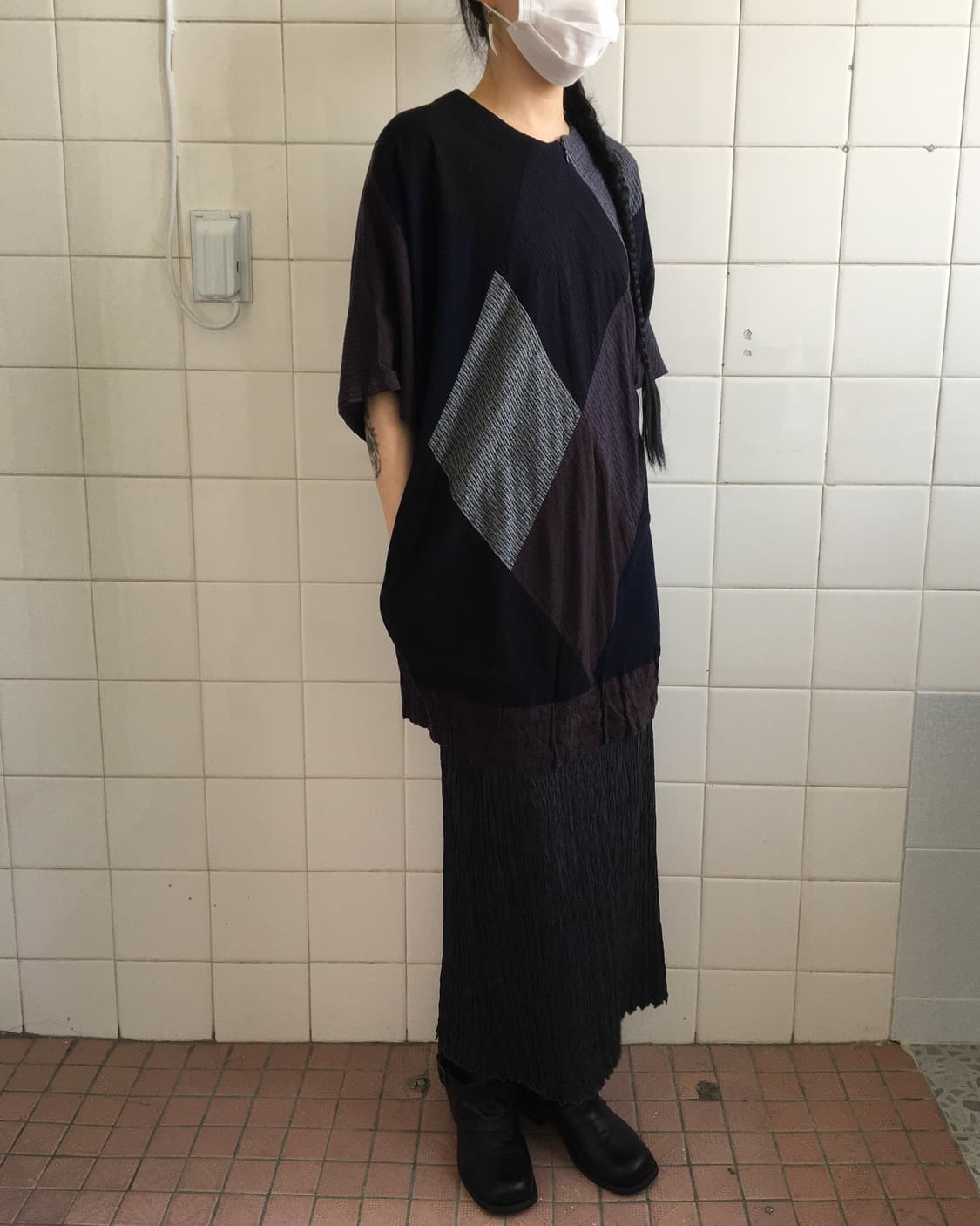 Zipper point diamond pattern top 상품이미지8