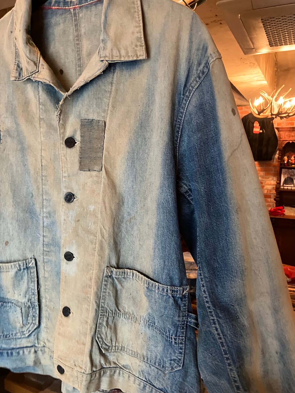 70s USA Sun fading Denim Chore Jacket 상품이미지4