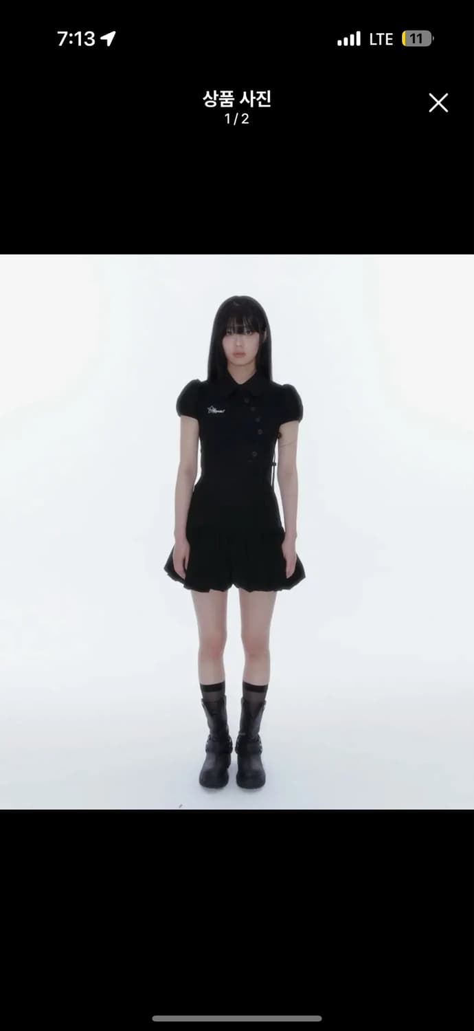 카시코 퍼프 프레피 미니 원피스 블랙 상품이미지1