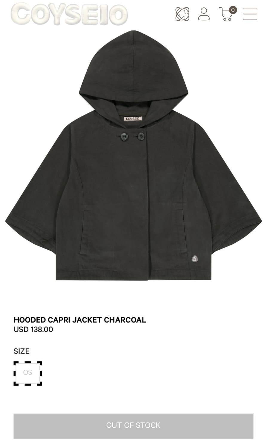 [색상 교환] 코이세이오 hoodie capri jacket 차콜>블랙 상품이미지1
