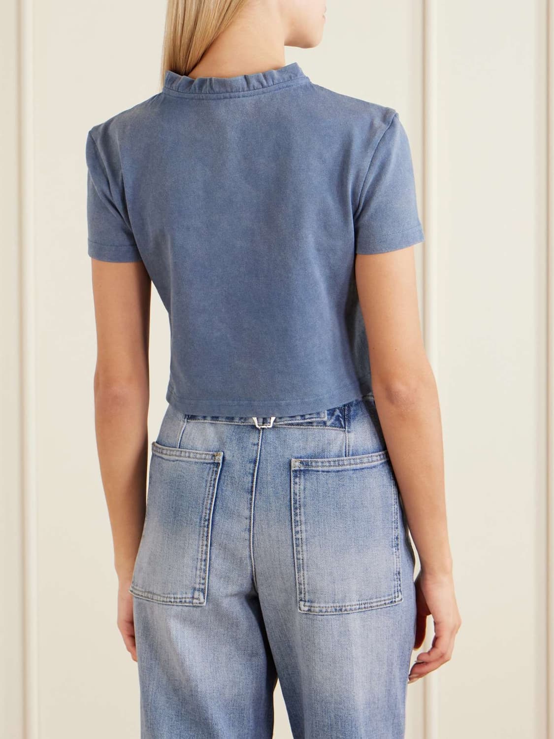 [8,10]슈슈통 26ss Wave 레이스 카라 티셔츠/블루 상품이미지3