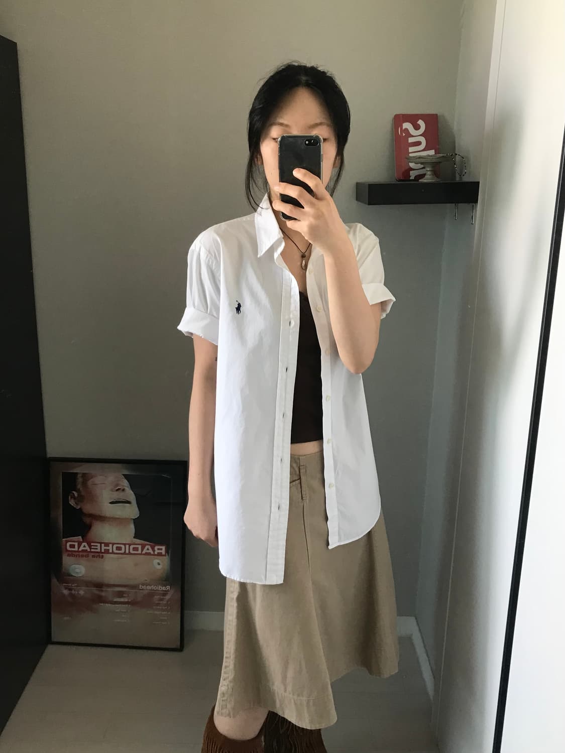 폴로 랄프로렌 포니로고 슬림핏 화이트 반팔 셔츠 상품이미지2