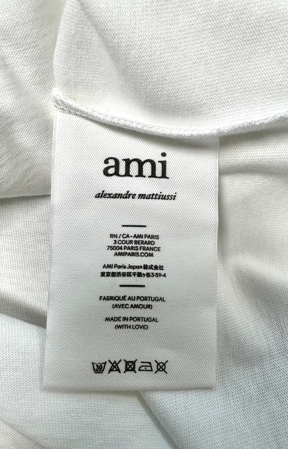 AMI PARIS 아미 톤앤톤 빅하트 자수로고 화이트 반팔티 XL 상품이미지6