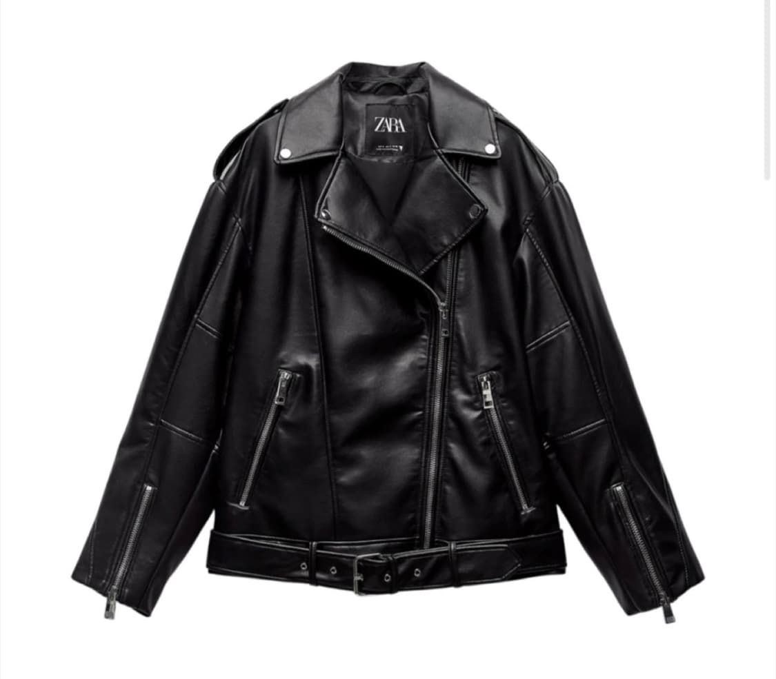 (새상품)자라 오버사이즈 포우 레더 페이크레더 바이커 자켓 상품이미지2