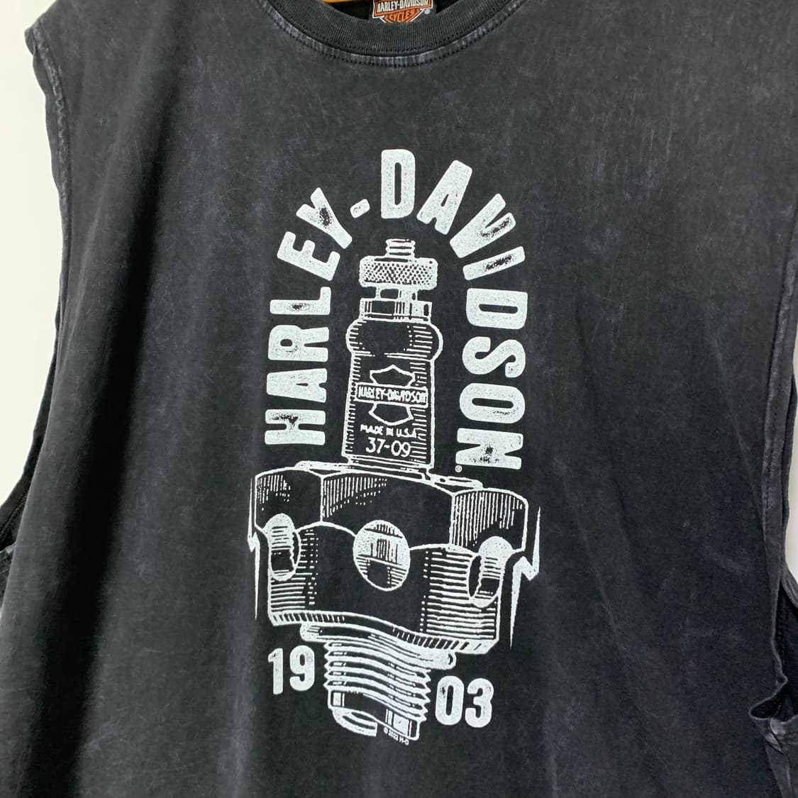 할리데이비슨 빈티지 프린팅 슬리브리스 나시 차콜 XL 남녀공용 상품이미지4