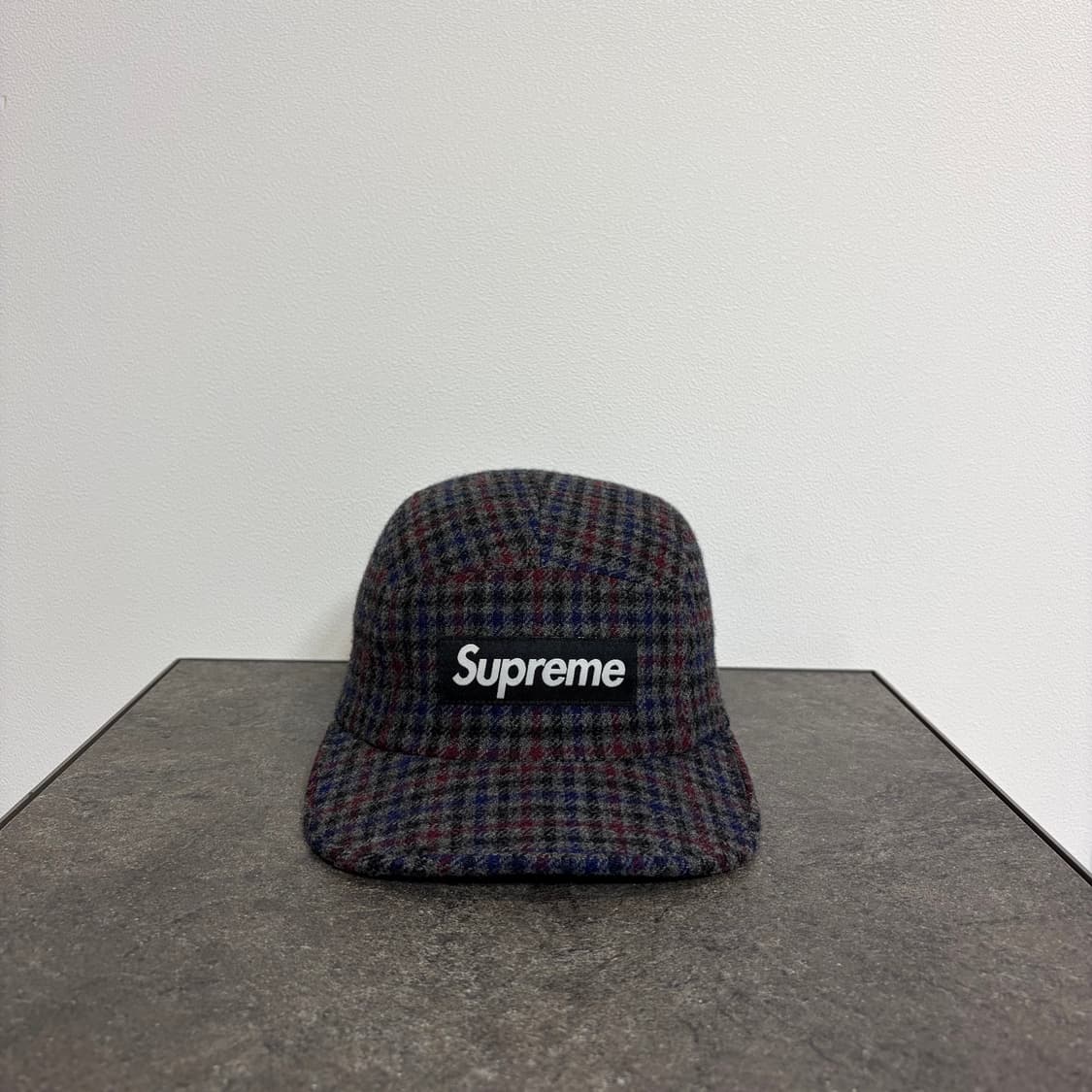 (OS) 슈프림 박스로고 캠프캡 모자 그레이 체크 상품이미지1