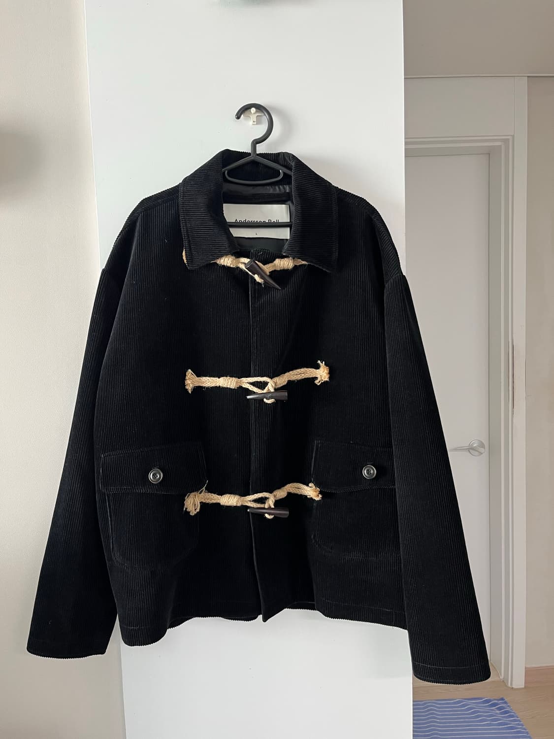 앤더슨벨 레이로드 더플 코듀로이 자켓 블랙 상품이미지1