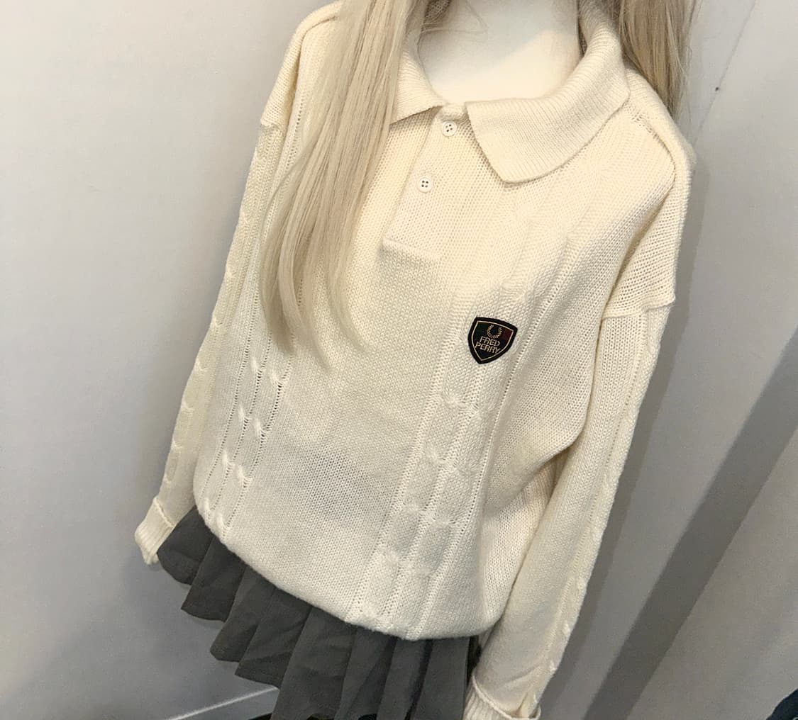 japan)프레드페리 니트 프레피룩 꽈배기니트 L 상품이미지1
