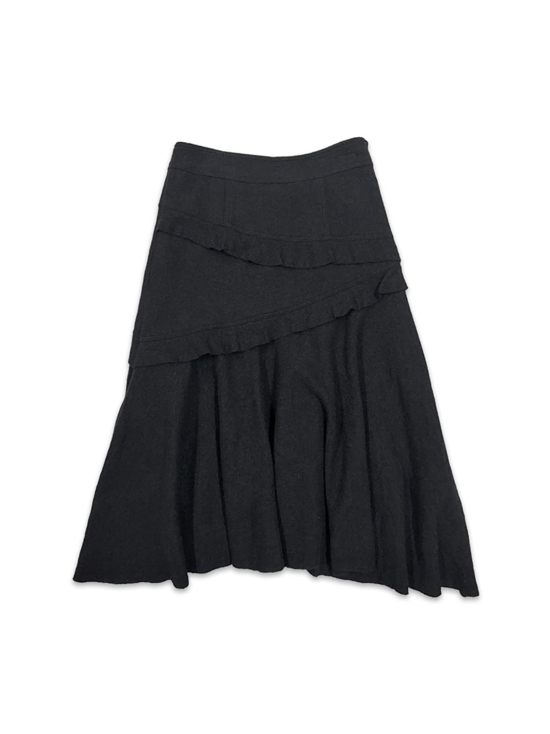 빈티지 블랙 프릴 언발란스 롱 스커트 상품이미지1