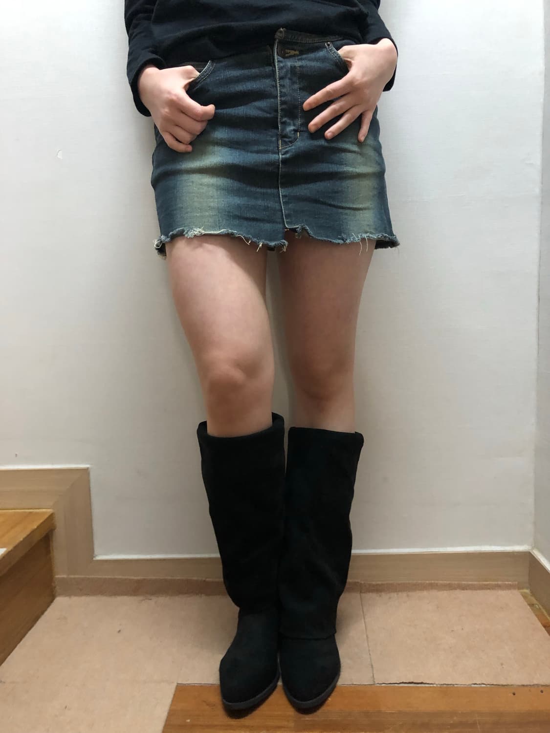 빈티지 데님 워싱 미니 스커트 상품이미지6