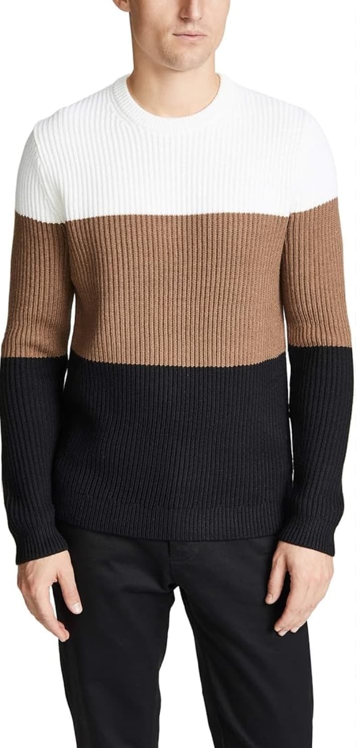 띠어리 THEORY 메리노울 100% 배색 니트 스웨터 L사이즈 상품이미지1