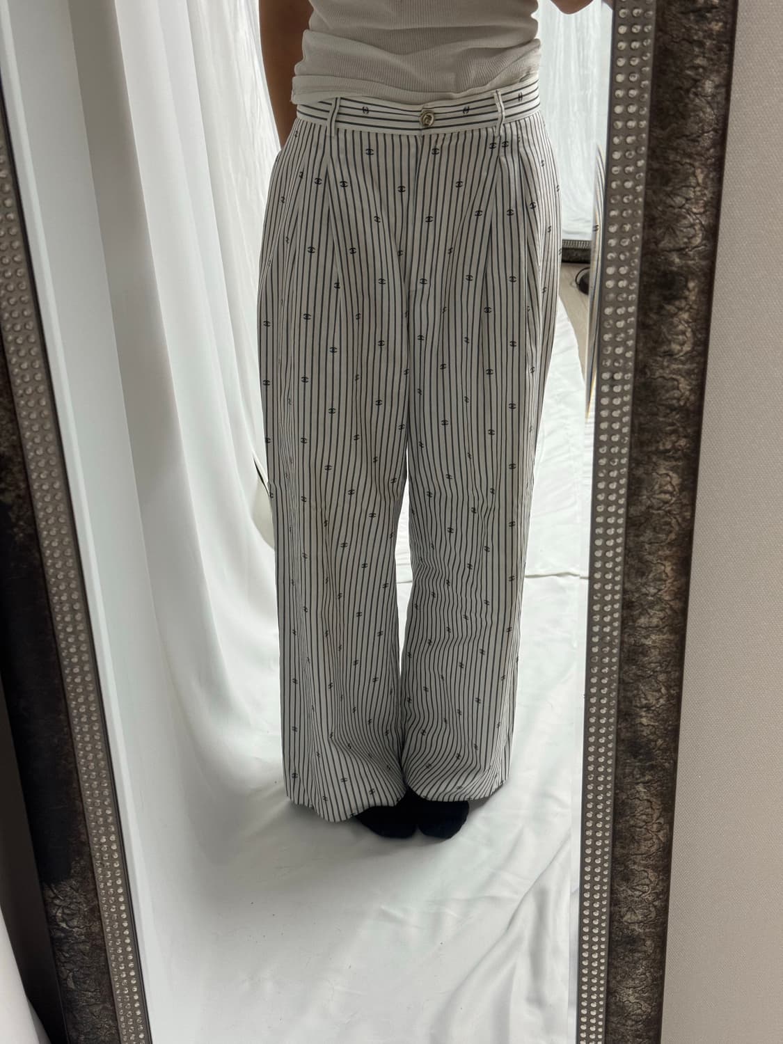 Chanel 21SS CC Logo Stripe Flare Pants 상품이미지6