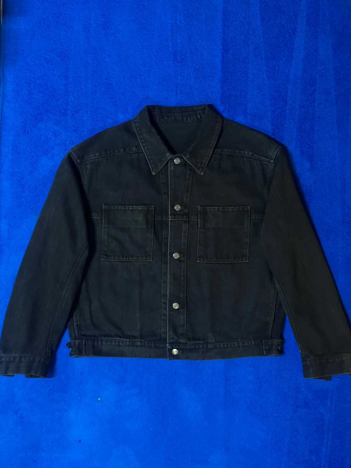 COOR 쿠어 더블포켓 오버핏 트러커 자켓 흑청 M 상품이미지1