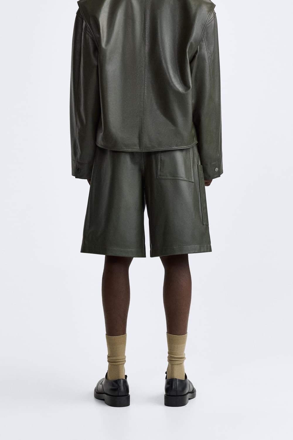 자라 포켓 레더 카고 버뮤다 팬츠 가죽 바지 L 새상품 상품이미지9