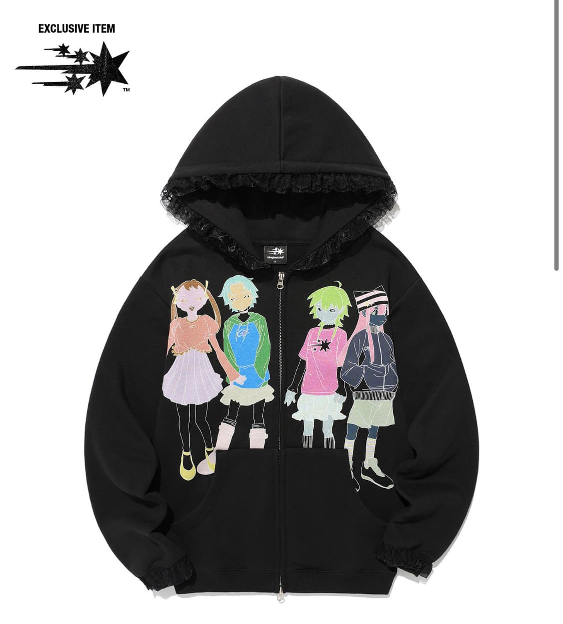 엔젤레이스후디집업 블랙 라지 상품이미지1