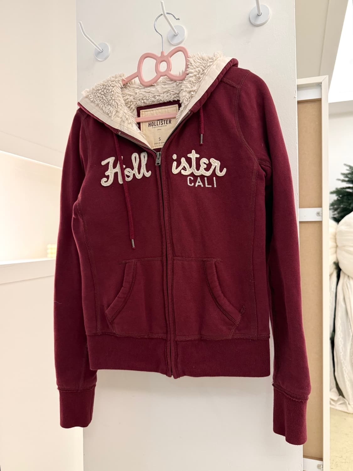 홀리스터 버건디 털 후드집업 상품이미지3