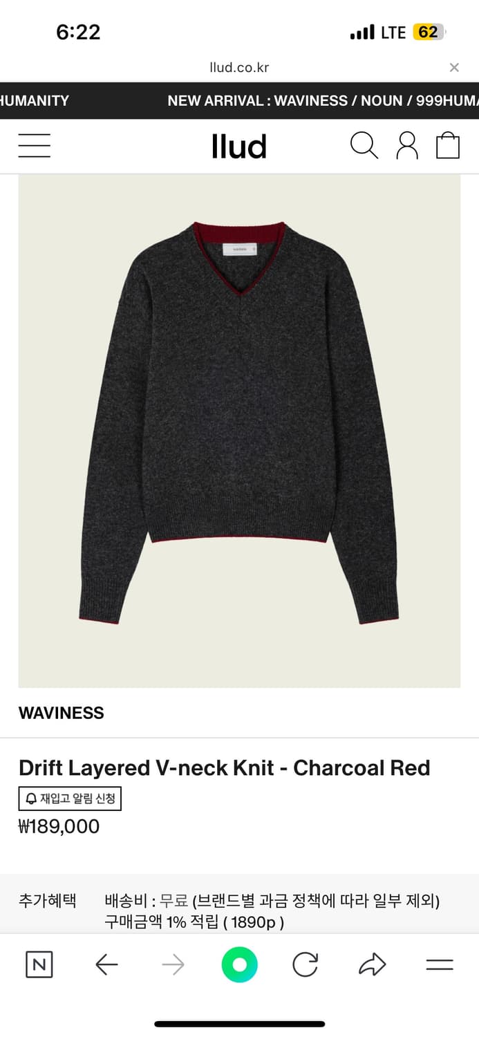Drift Layered V-neck Knit - Charcoal Red 상품이미지1